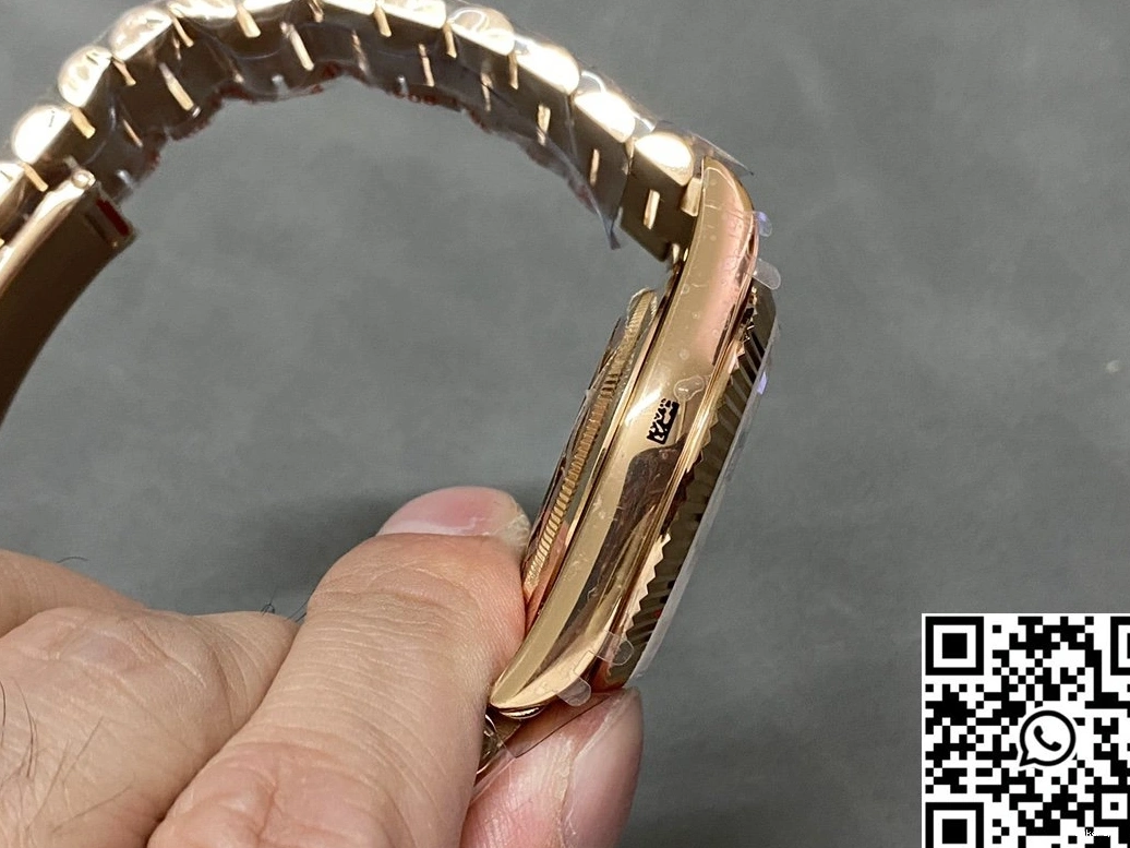 QF Rose Factory Steel Dial Rolex Green Day M228235-0025 Date Tungsten v5 Gold 0217